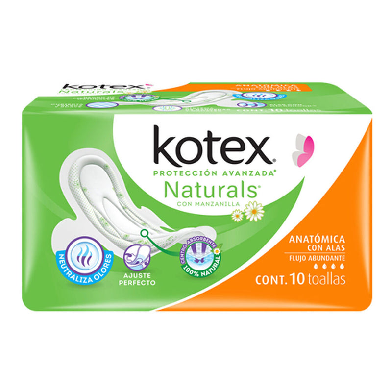 KOTEX ANAT C/MANZANILLA TOALLAS C/10