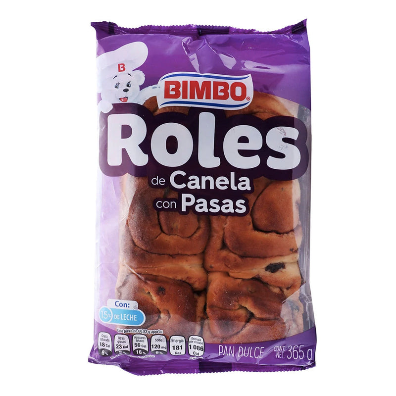 BIMBO ROLES CANELA/PASAS 385GR