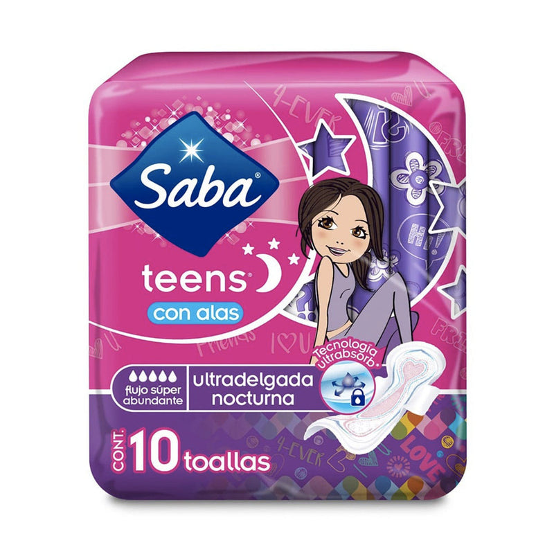 SABA TEENS NOCTURNA C/ALAS TOALLA C/10