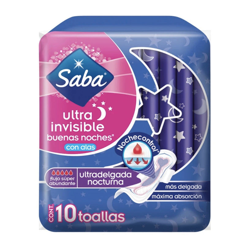SABA ULTRA BUENAS NOCHES C/ALAS INV TOALLA C/10